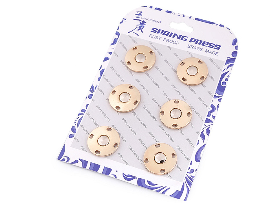 Capse de cusut decorative, ø20 mm - Nichel (6 Perechi)