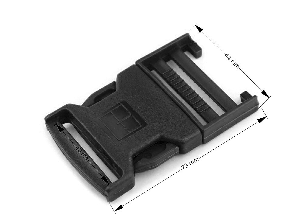 Cataramă trident, lățime 40 mm - Negru (5 Perechi)