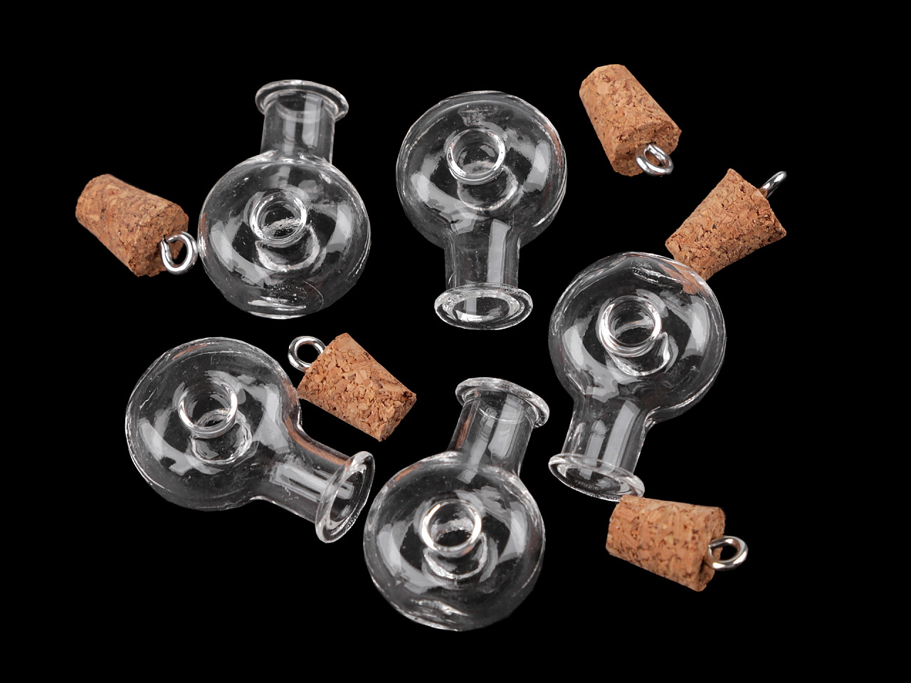 Pandantiv sticluță cu dop 20x28 mm - Transparent (1 Fiolă)