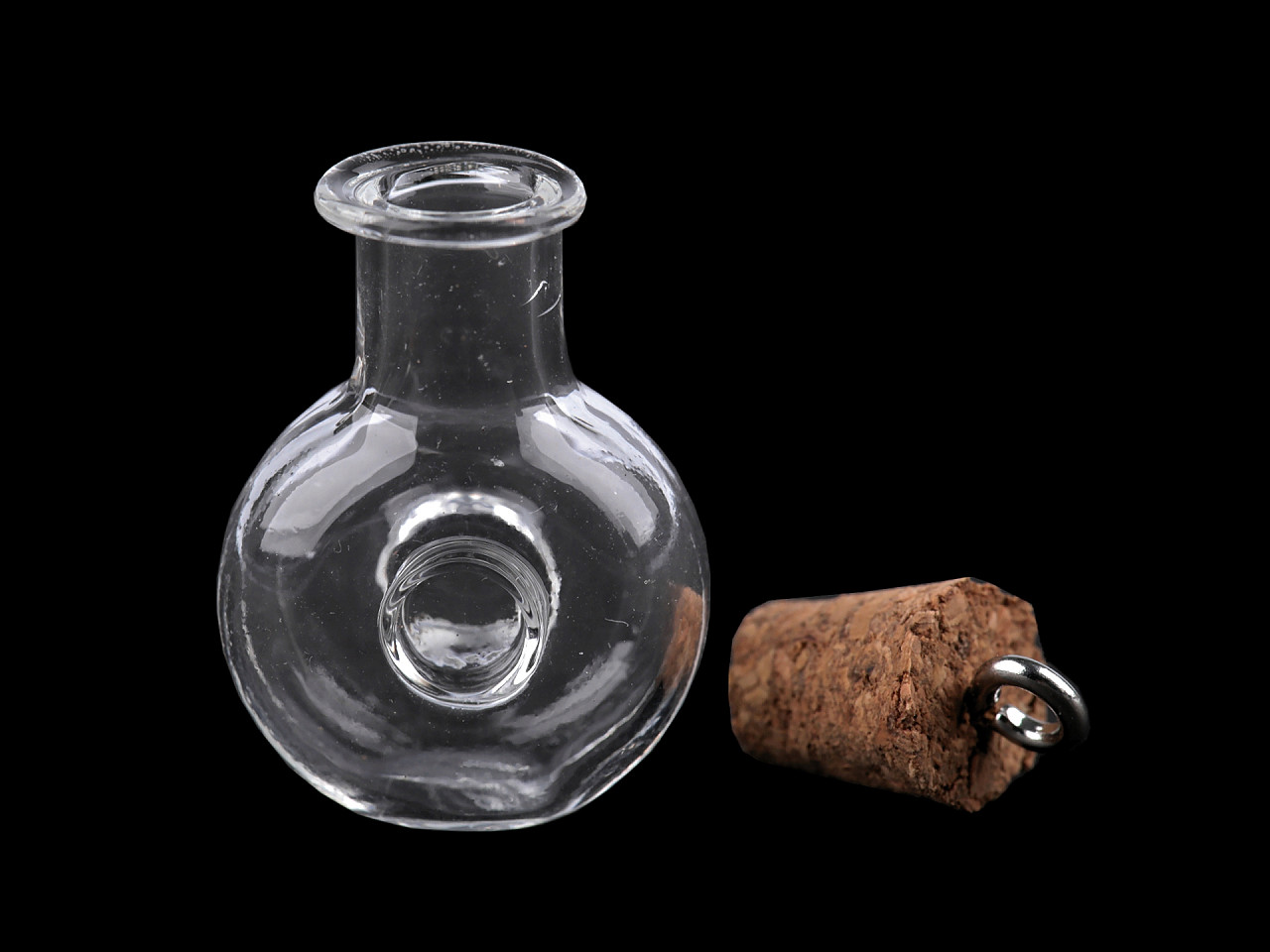 Pandantiv sticluță cu dop 20x28 mm - Transparent (1 Fiolă)