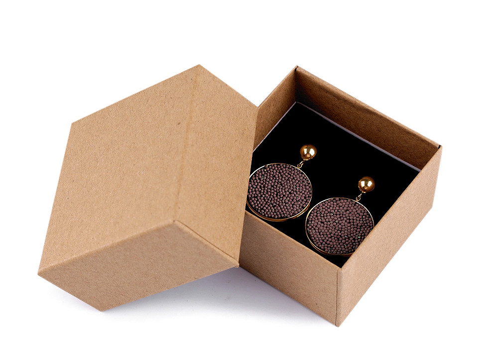 Cutie cadou / bijuterii, 7x7 cm - Maro natural (12 Bucăți)