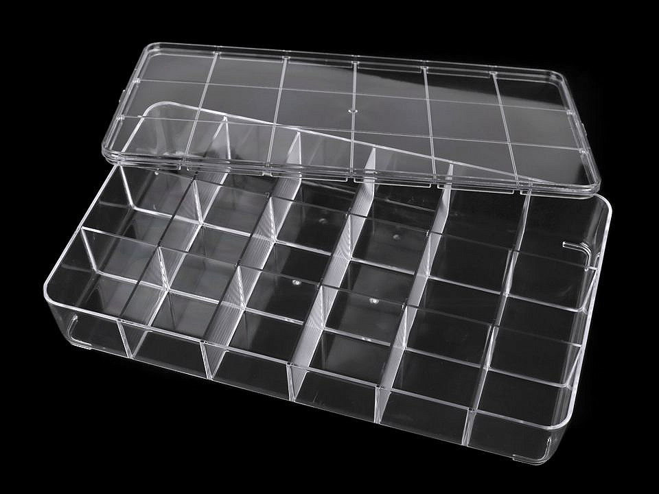 Cutie din plastic compartimentată, 16,5x29 cm - Transparent (1 Bucată)