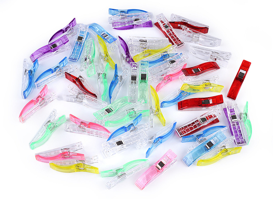 Clipsuri fixare materiale textile, 12x56 mm - Mix aleatoriu de variante (50 Bucăți)
