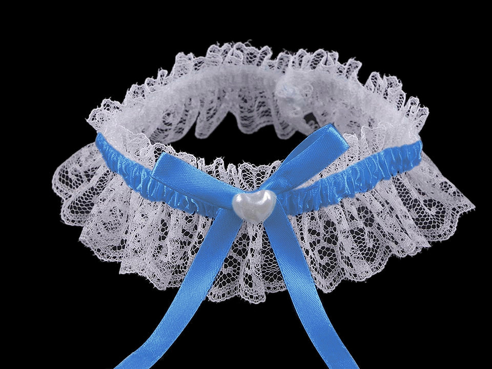 Jartieră mireasă din dantelă cu inimioară - Alb (1 Bucată)