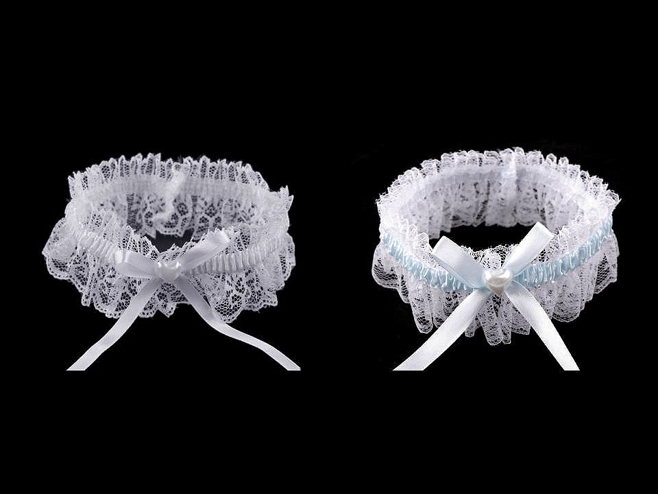 Jartieră mireasă din dantelă cu inimioară - Alb (1 Bucată)