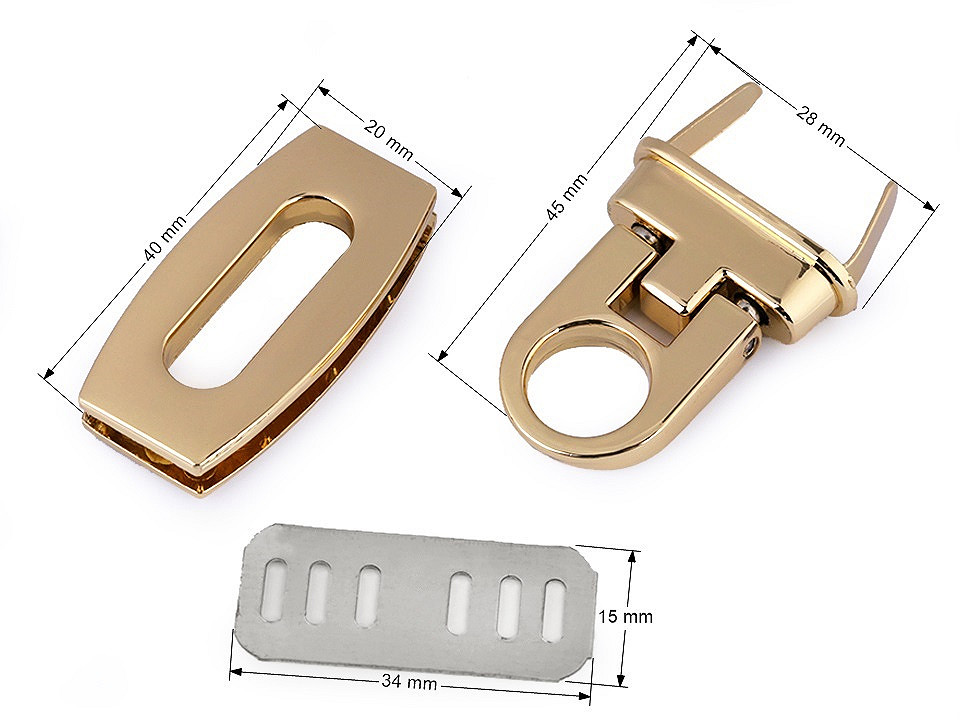 Închizătoare geantă, 20x40 mm - Nichel (1 Set)