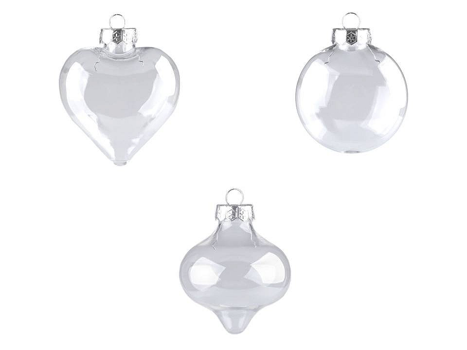 Globuri transparente decorabile, diverse forme - Transparent (24 Bucăți)