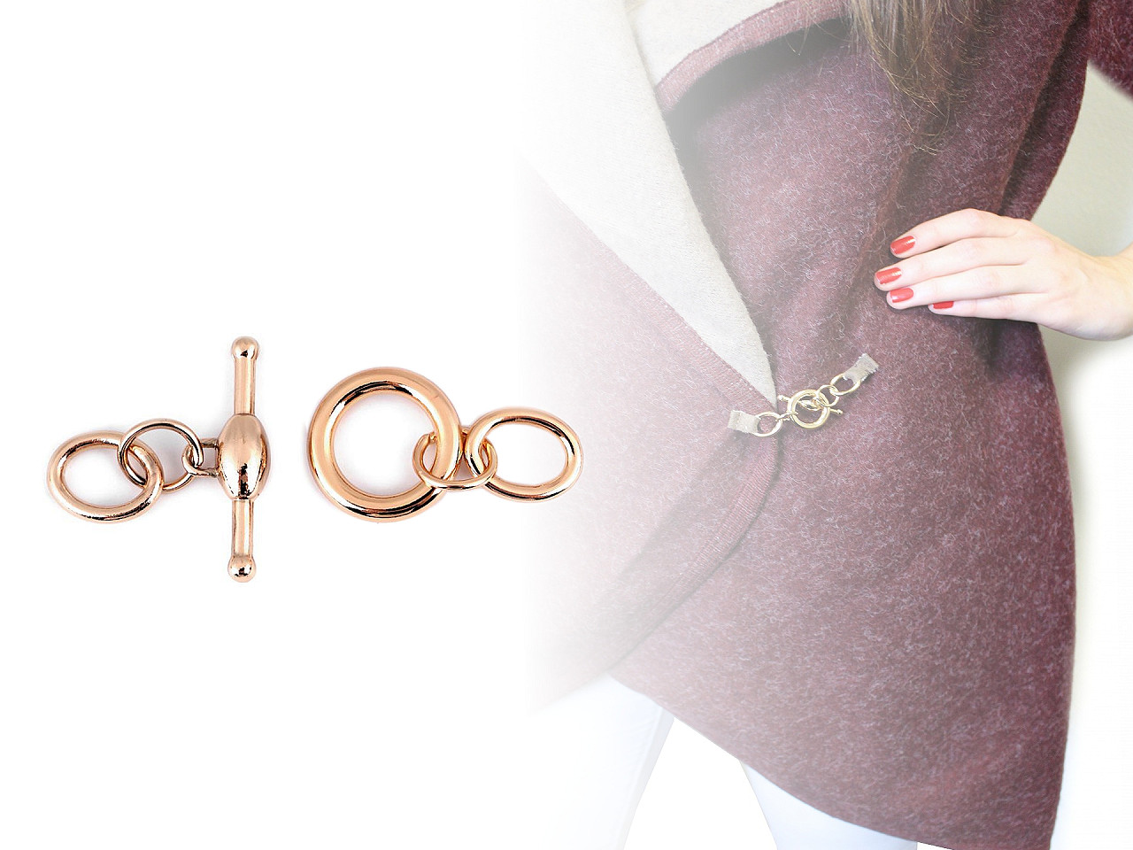 Închizătoare confecții toggle - Auriu rose (1 Pereche)