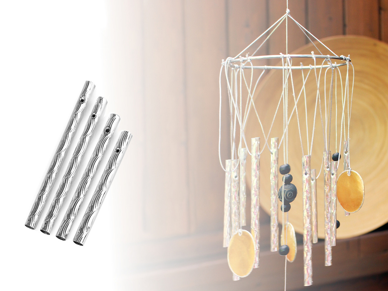 Tuburi pentru clopoței de vănt - Argintiu (50 Bucăți)