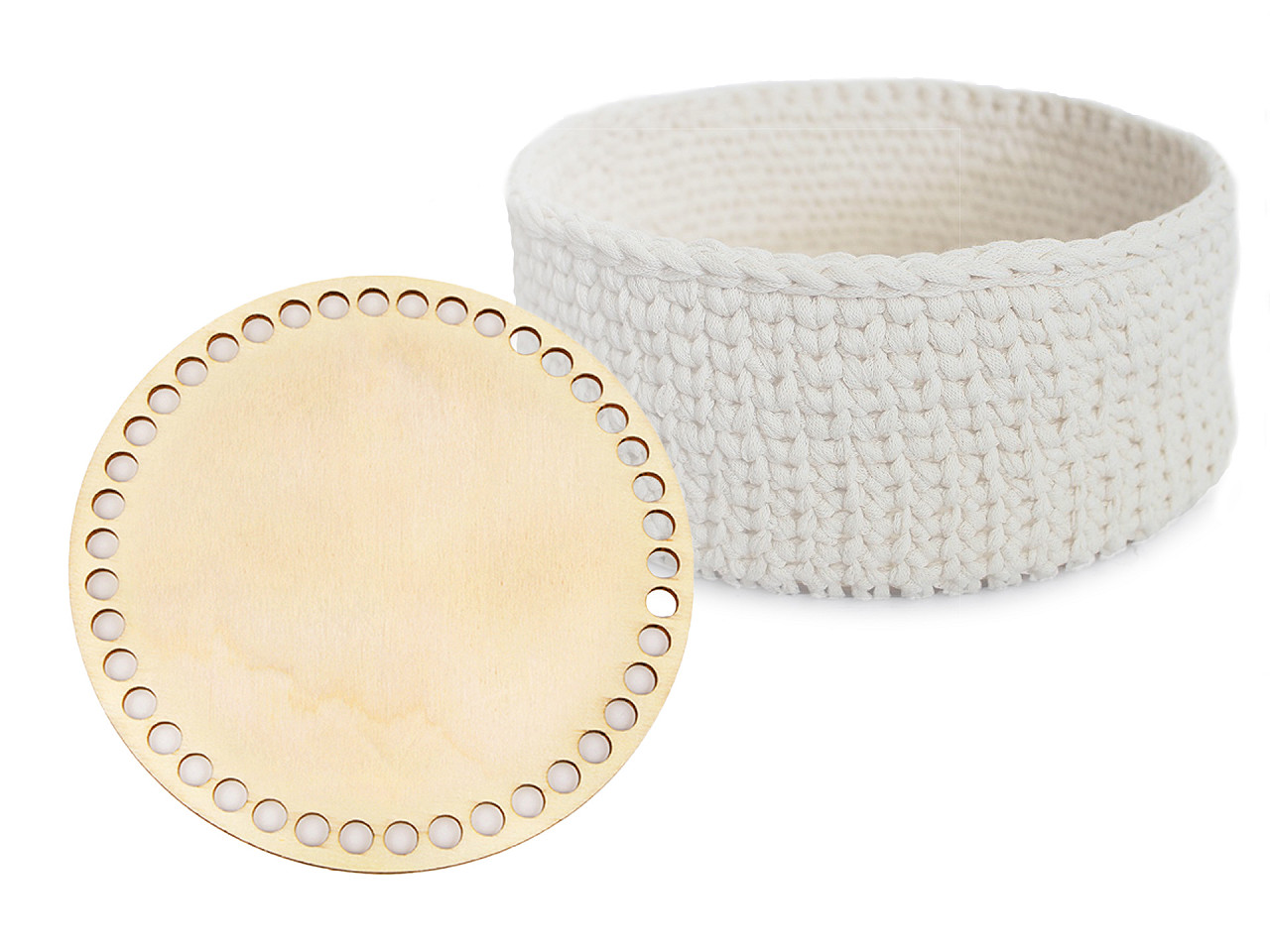 Fund din lemn pentru coșuri tricotate, ø15 cm - Natural deschis (1 Bucată)