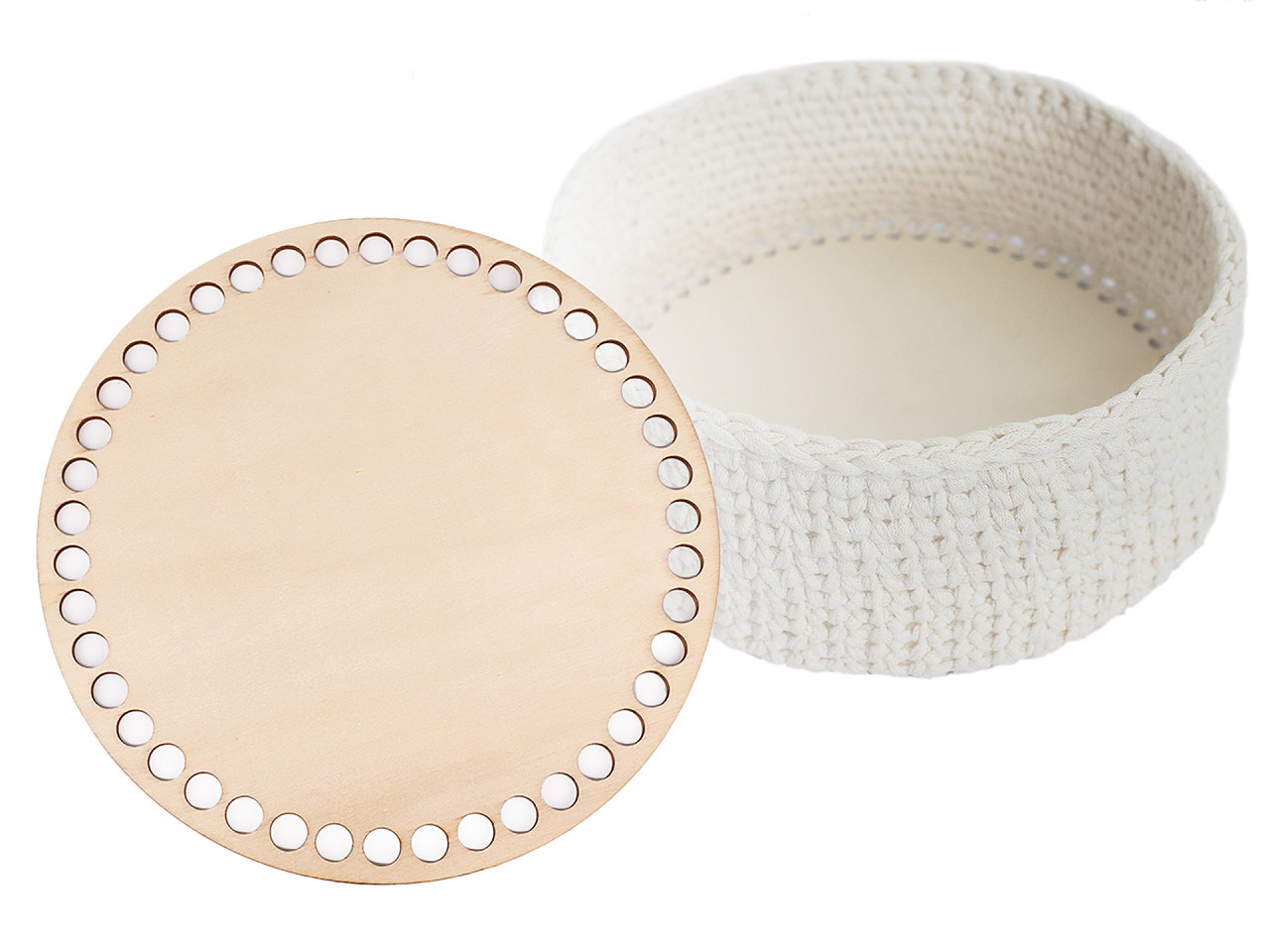 Fund din lemn pentru coșuri tricotate, ø20 cm - Natural deschis (10 Bucăți)