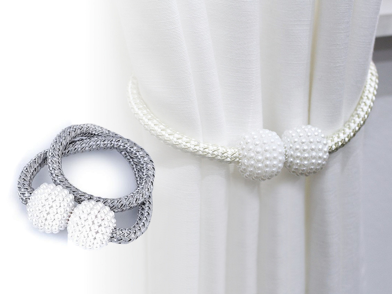 Magneți decorativi pentru perdele și draperii - Gri neutral (2 Bucăți)