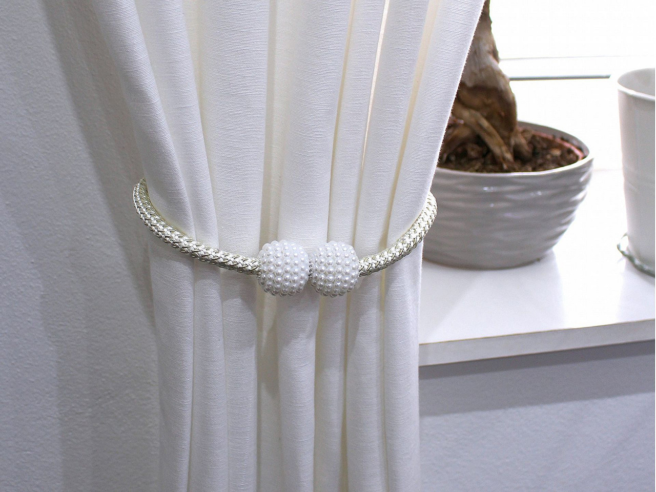 Magneți decorativi pentru perdele și draperii - Gri neutral (2 Bucăți)