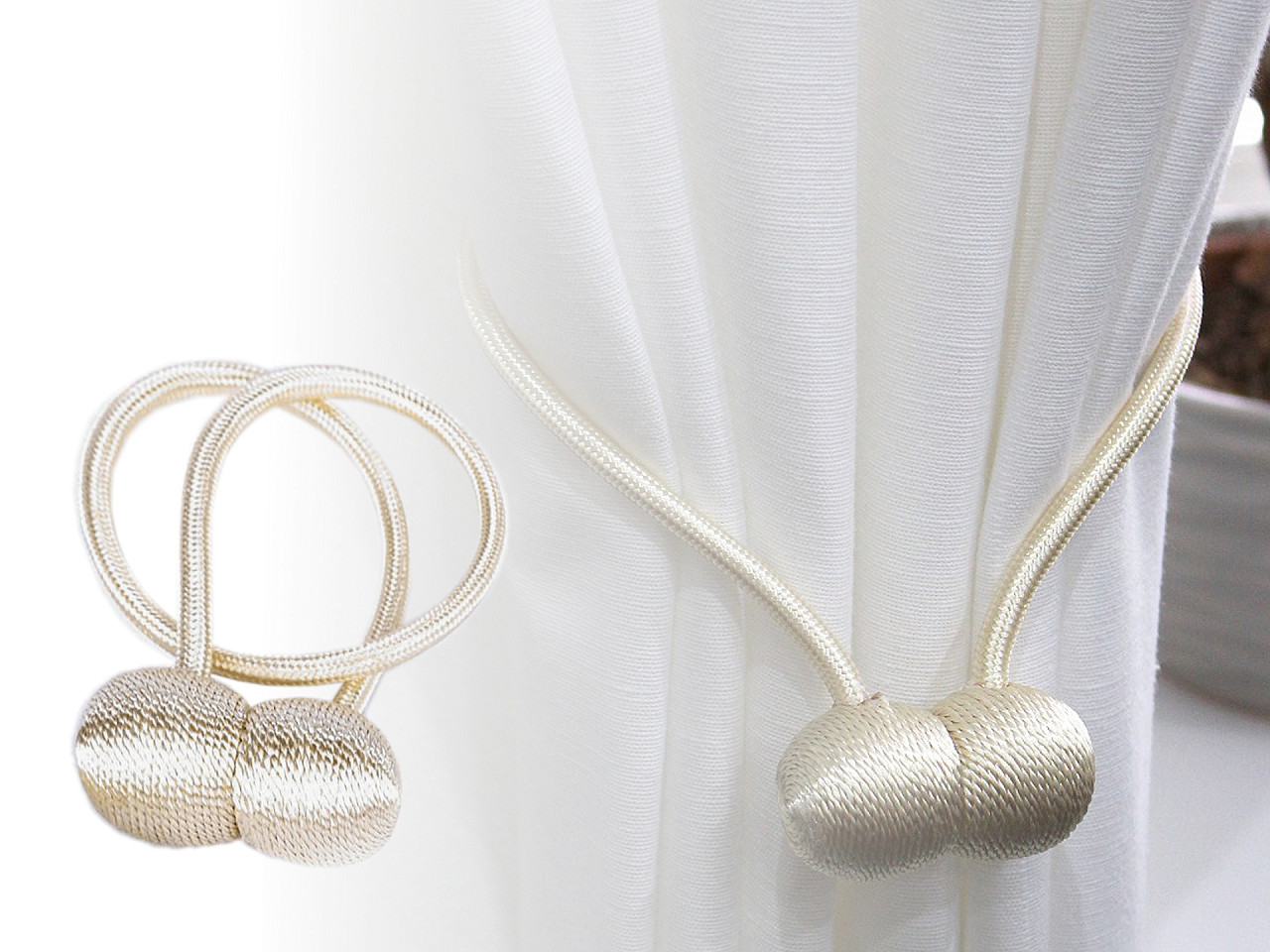 Magneți decorativi pentru perdele și draperii - Auriu deschis (2 Bucăți)