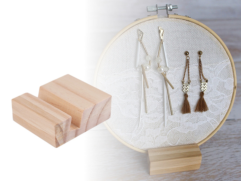 Suport din lemn pentru cercuri, 6x7 cm - Natural deschis (1 Bucată)