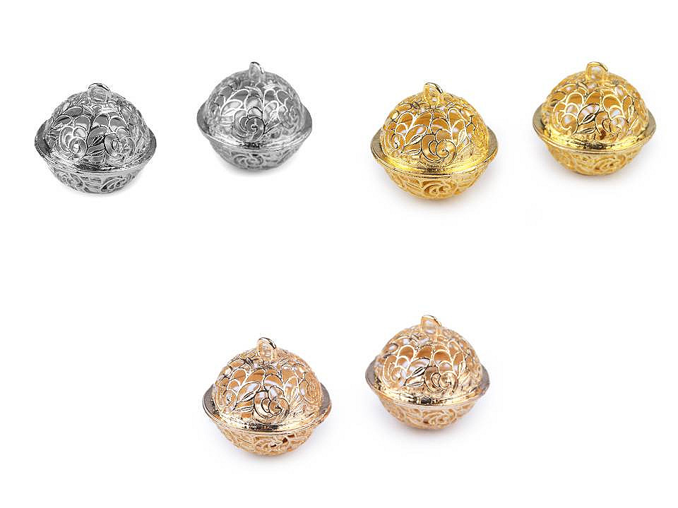 Clopoței / zurgălăi filigran, ø18 mm,  ø26 mm - Argintiu închis (2 Bucăți)