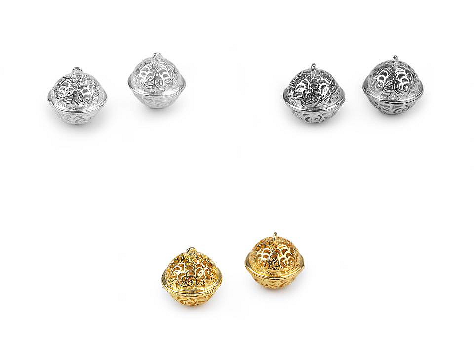 Clopoței / zurgălăi filigran, ø18 mm,  ø26 mm - Argintiu închis (2 Bucăți)