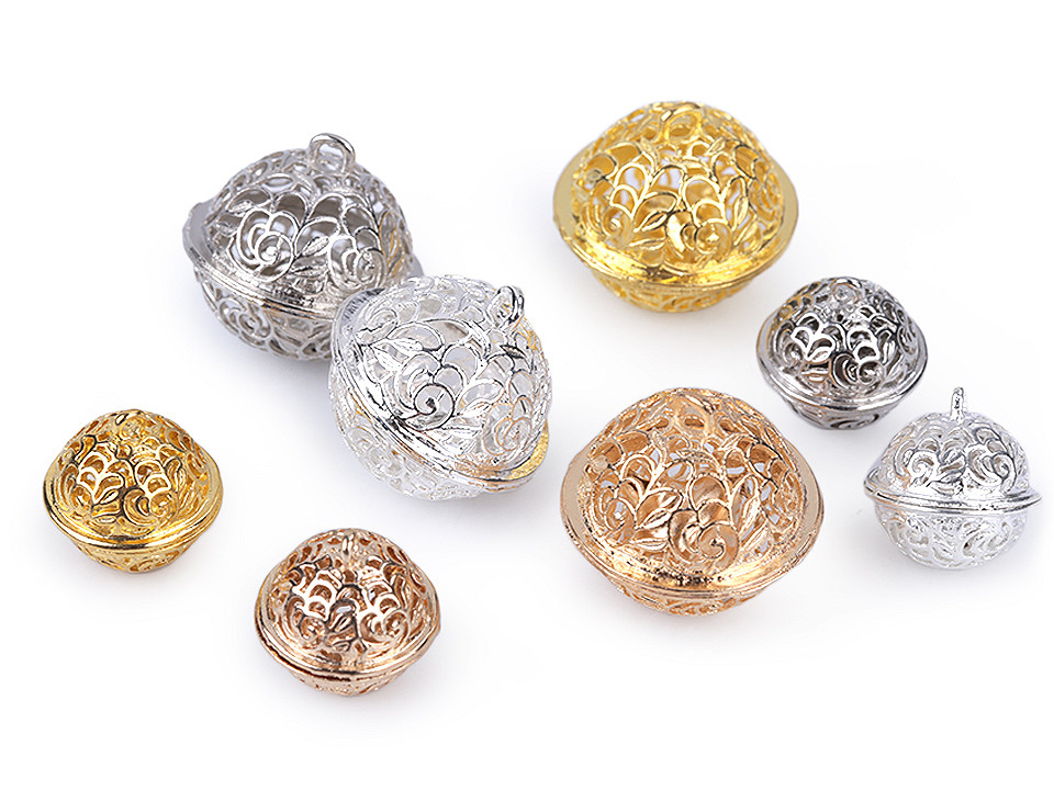 Clopoței / zurgălăi filigran, ø18 mm,  ø26 mm - Argintiu închis (2 Bucăți)