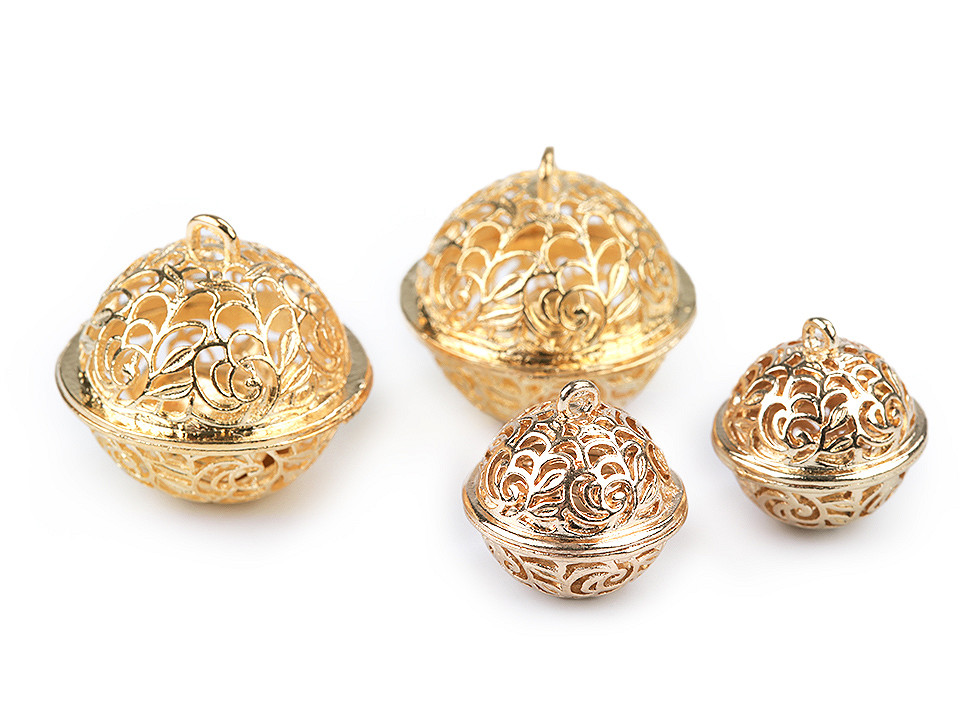 Clopoței / zurgălăi filigran, ø18 mm,  ø26 mm - Argintiu închis (2 Bucăți)