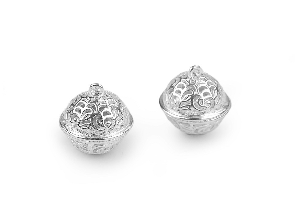 Clopoței / zurgălăi filigran, ø18 mm,  ø26 mm - Argintiu închis (2 Bucăți)