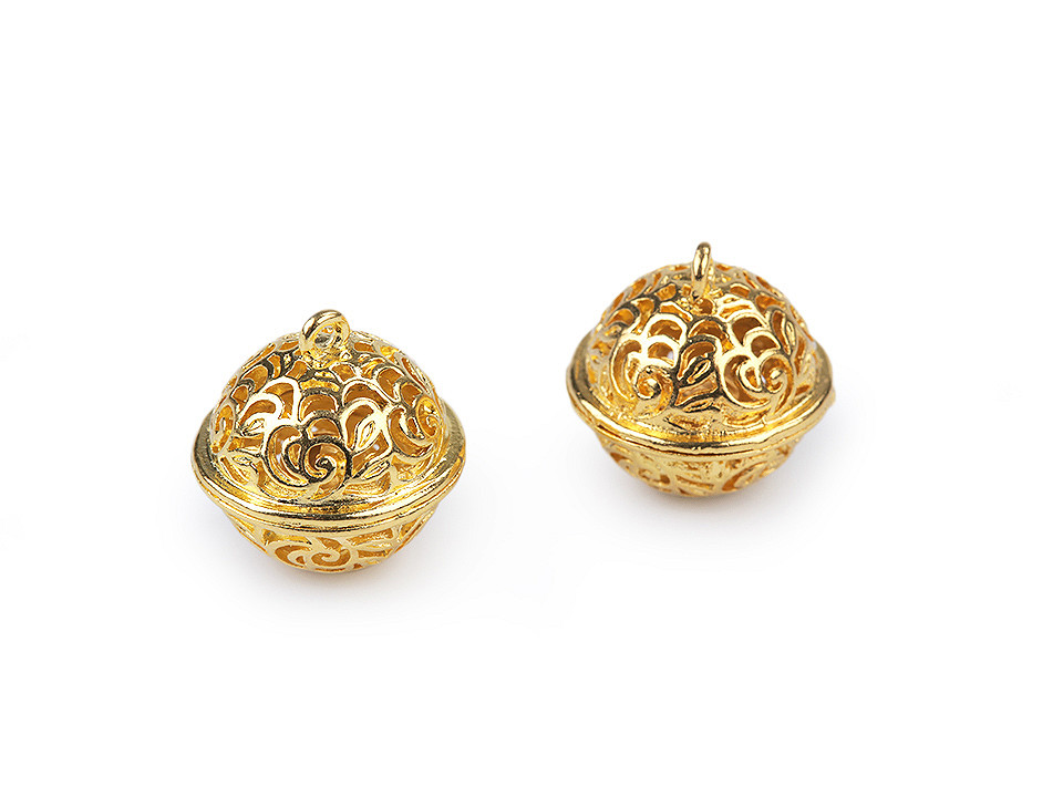 Clopoței / zurgălăi filigran, ø18 mm,  ø26 mm - Argintiu închis (2 Bucăți)