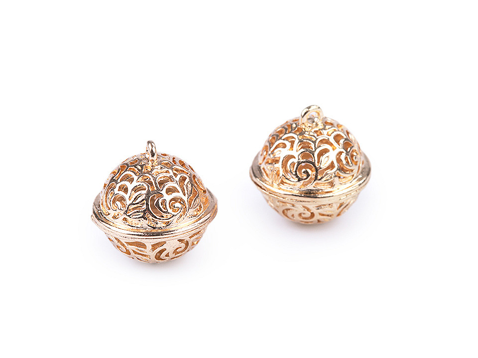 Clopoței / zurgălăi filigran, ø18 mm,  ø26 mm - Argintiu închis (2 Bucăți)