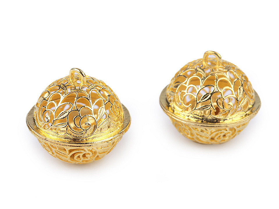 Clopoței / zurgălăi filigran, ø18 mm,  ø26 mm - Argintiu închis (2 Bucăți)