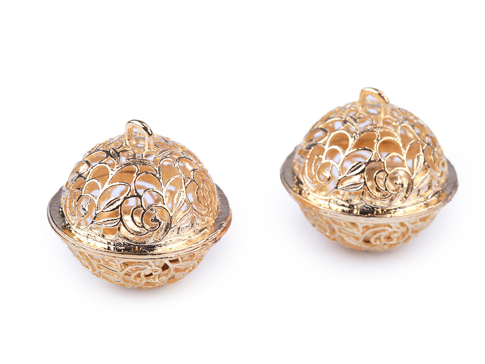 Clopoței / zurgălăi filigran, ø18 mm,  ø26 mm - Argintiu închis (2 Bucăți)