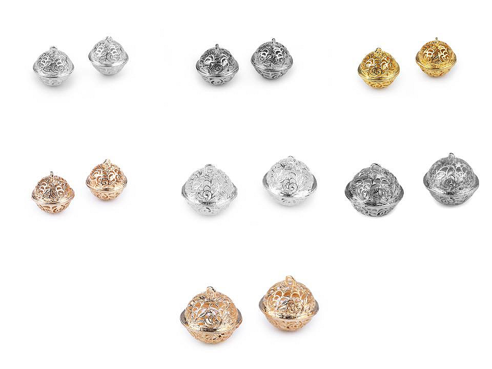 Clopoței / zurgălăi filigran, ø18 mm,  ø26 mm - Argintiu închis (2 Bucăți)