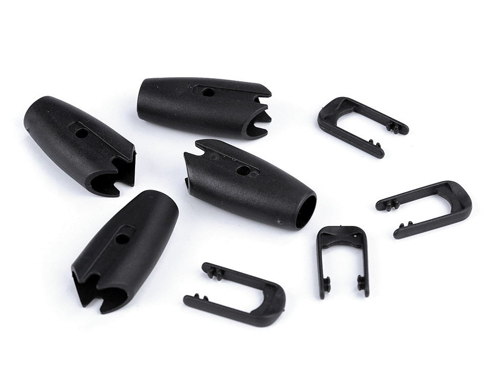 Cataramă plastic pentru lesă, ø10 mm - Negru (4 Seturi)