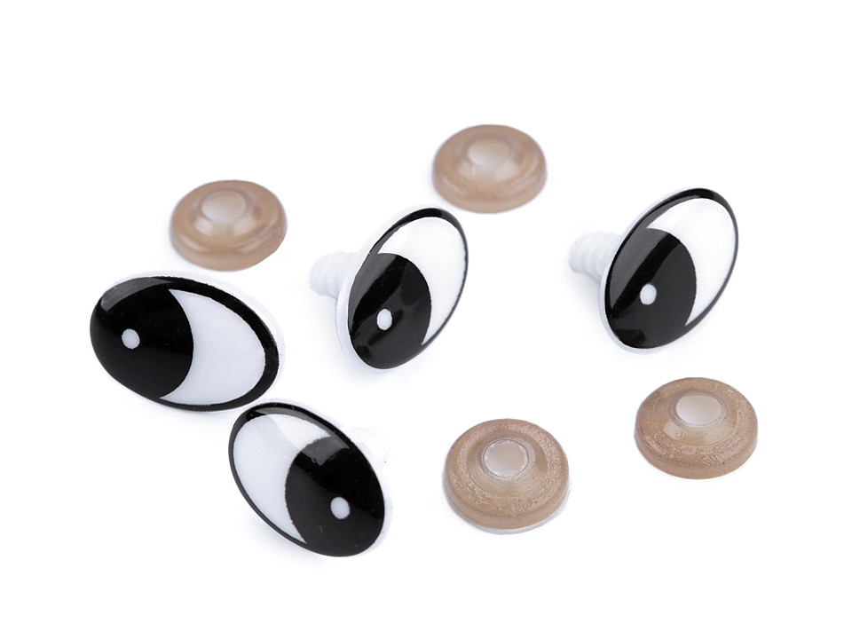 Ochi pentru jucării cu dispozitiv de siguranță, 16x21 mm - Negru (4 Seturi)