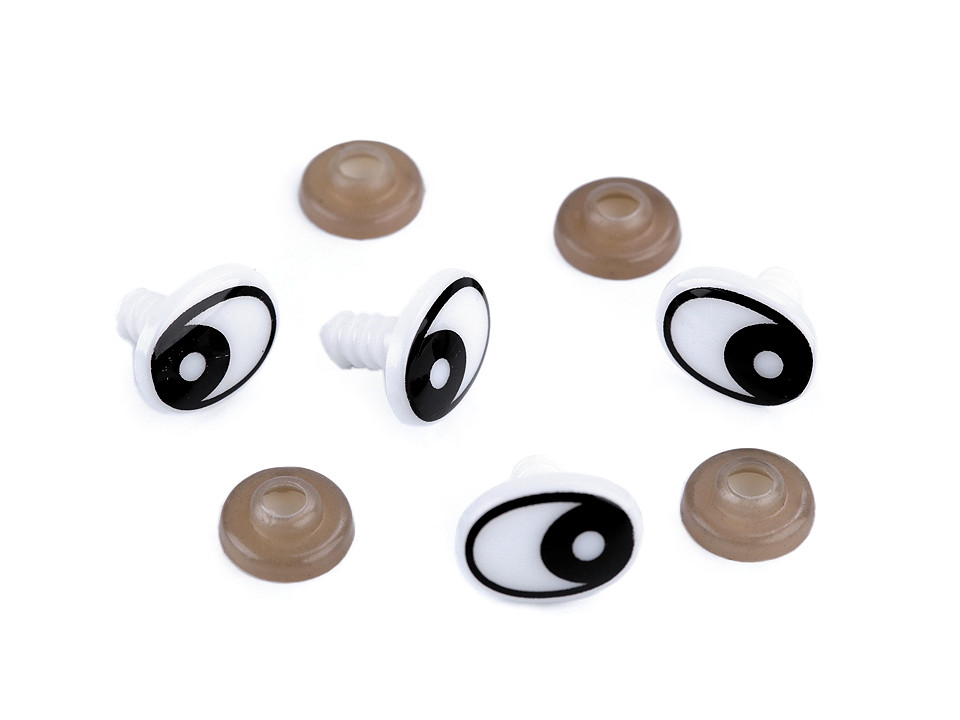 Ochi pentru jucării cu dispozitiv de siguranță, 12x16 mm - Negru (20 Seturi)