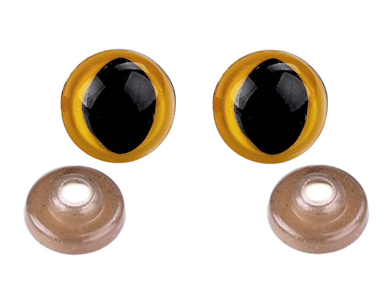 Ochi de pisică pentru jucării cu dispozitiv de siguranță, ø14 mm - Chihlimbar (10 Seturi)