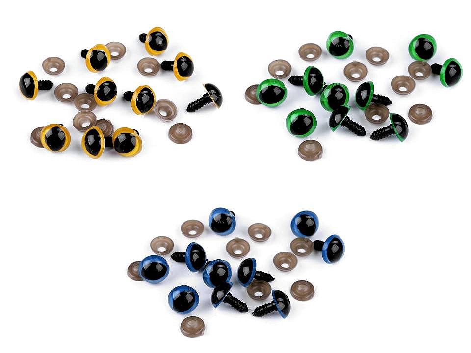 Ochi de pisică pentru jucării cu dispozitiv de siguranță, ø14 mm - Chihlimbar (10 Seturi)