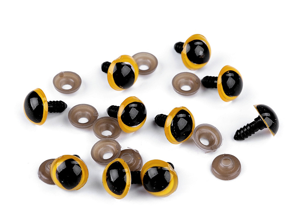 Ochi de pisică pentru jucării cu dispozitiv de siguranță, ø14 mm - Chihlimbar (10 Seturi)