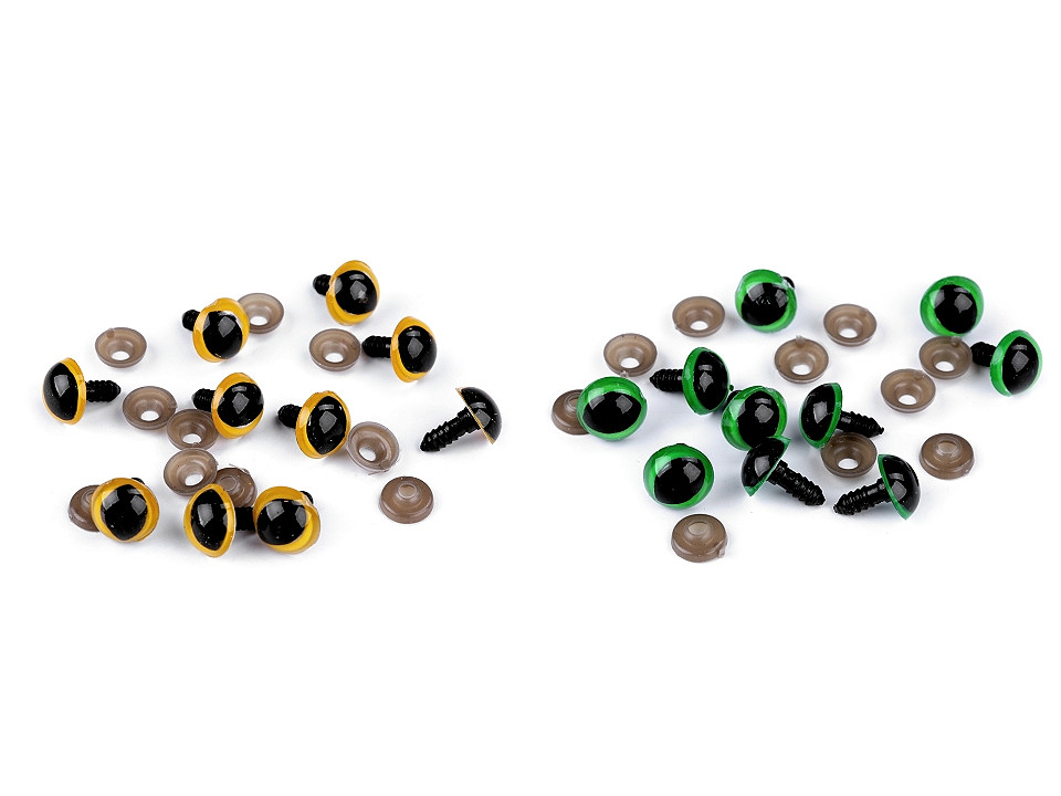 Ochi de pisică pentru jucării cu dispozitiv de siguranță, ø14 mm - Chihlimbar (10 Seturi)