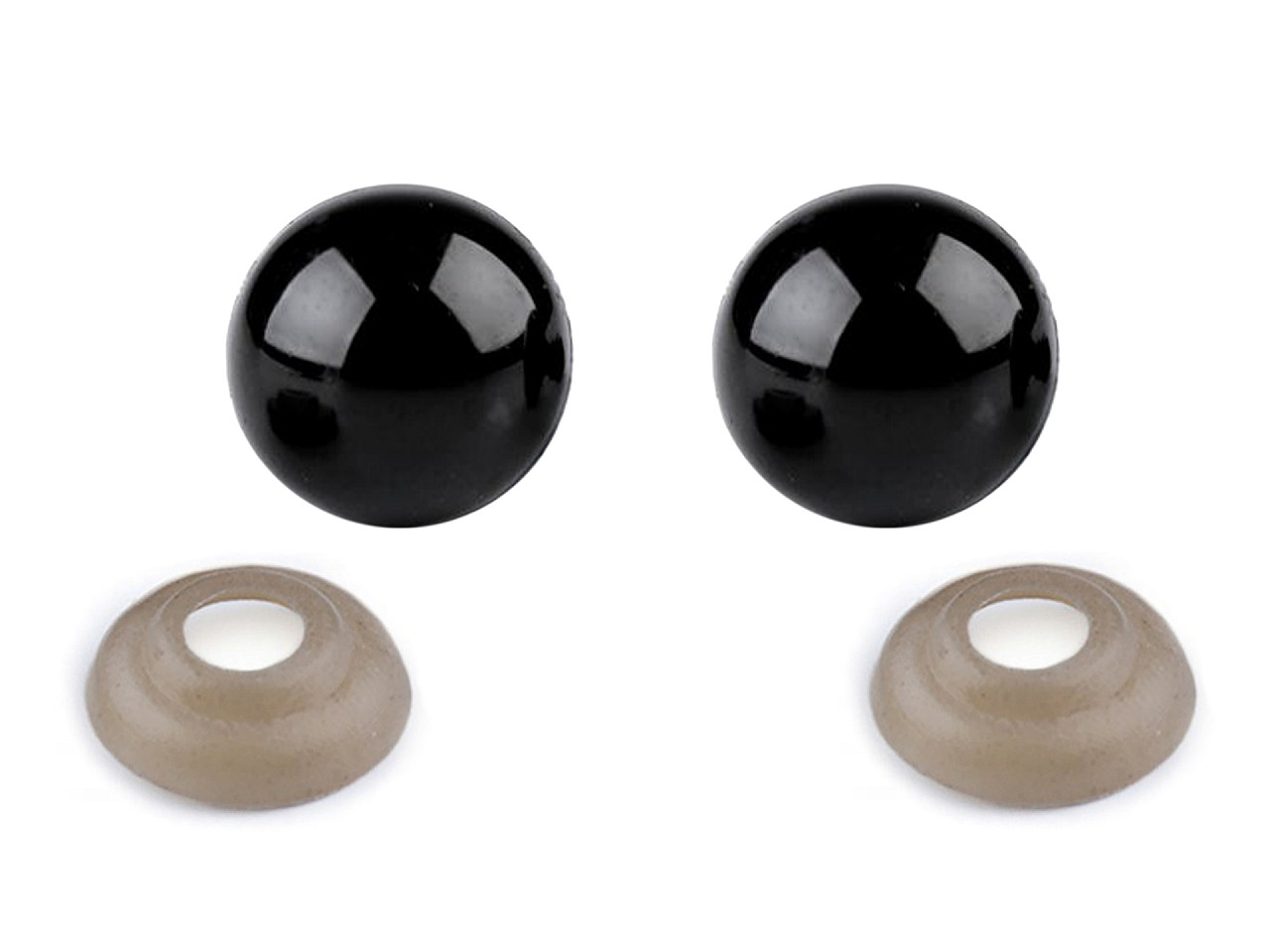Ochi pentru jucării cu dispozitiv de siguranță, ø14 mm - Negru (50 Seturi)