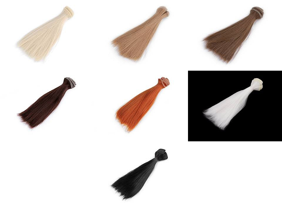 Păr / perucă pentru păpuși, 15 cm - Alb (1 Bucată)