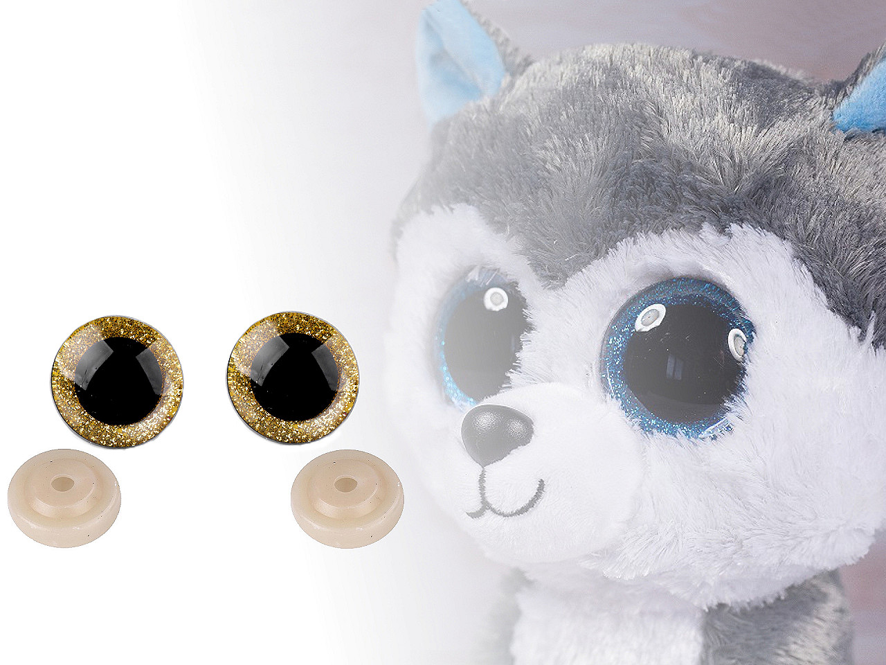 Ochi pentru jucării cu dispozitiv de siguranță, ø25 mm - Auriu (24 Seturi)