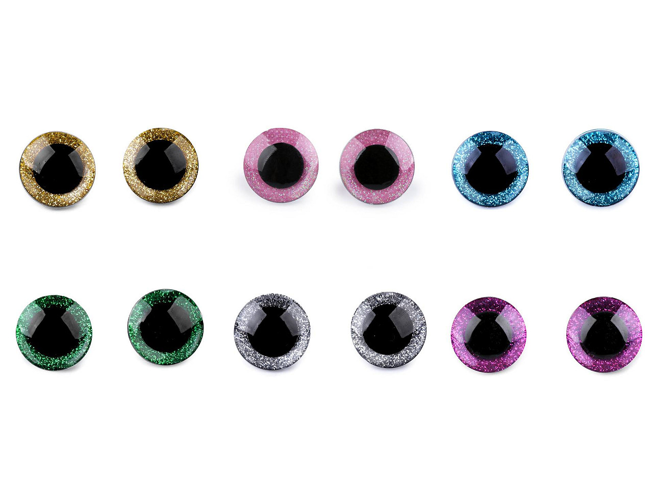 Ochi pentru jucării cu dispozitiv de siguranță, ø25 mm - Auriu (24 Seturi)