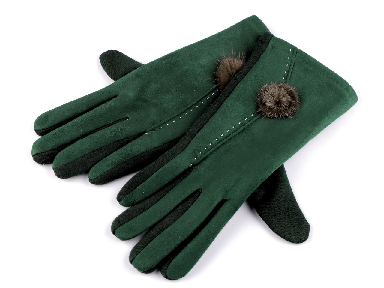 Mănuși de damă cu pompom - Albastru închis (1 Pereche)