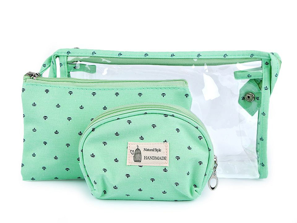 Borsetă cosmetice, 3 buc / set - Albastru închis (1 Set)