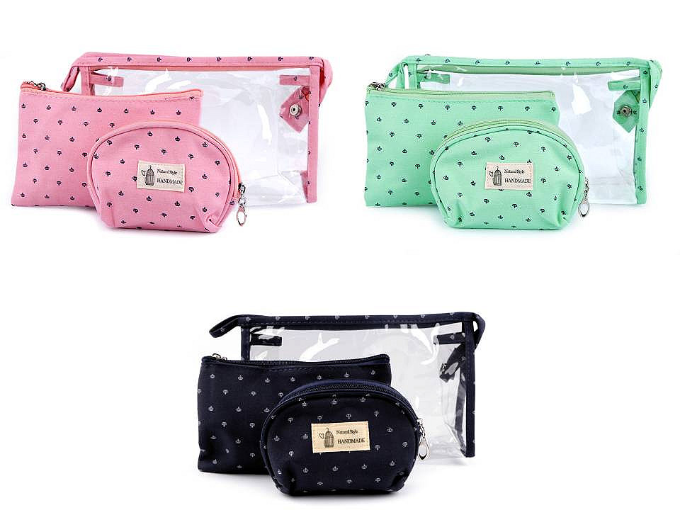 Borsetă cosmetice, 3 buc / set - Albastru închis (1 Set)