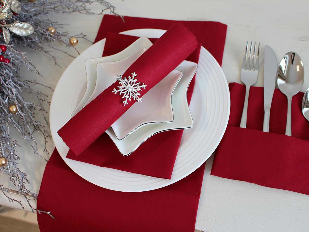 Șervețele bumbac, 45x45 cm - Crem deschis (2 Bucăți)