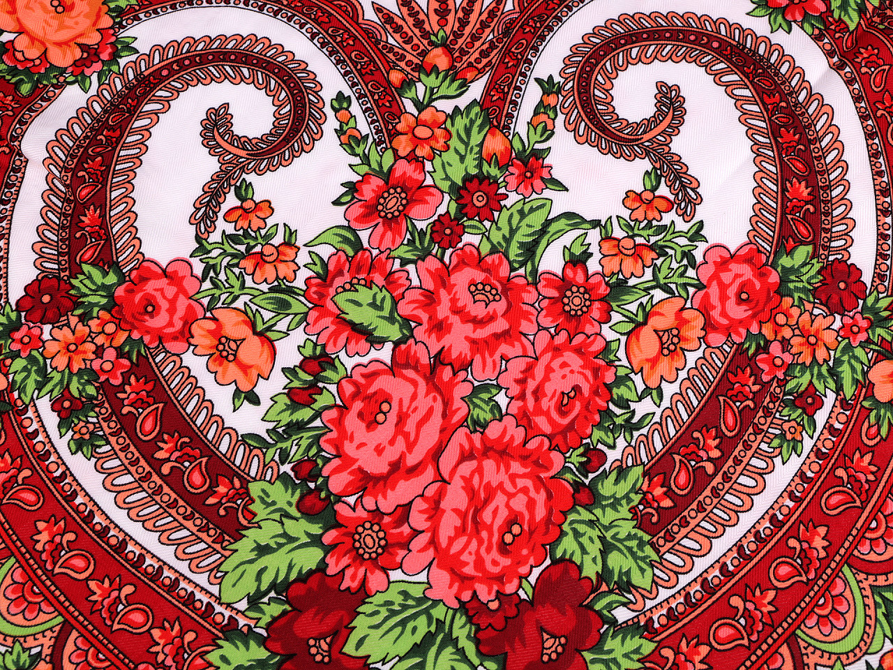 Batic / eşarfă satinată cu motiv floral, 105x105 cm - Albastru închis (1 Bucată)