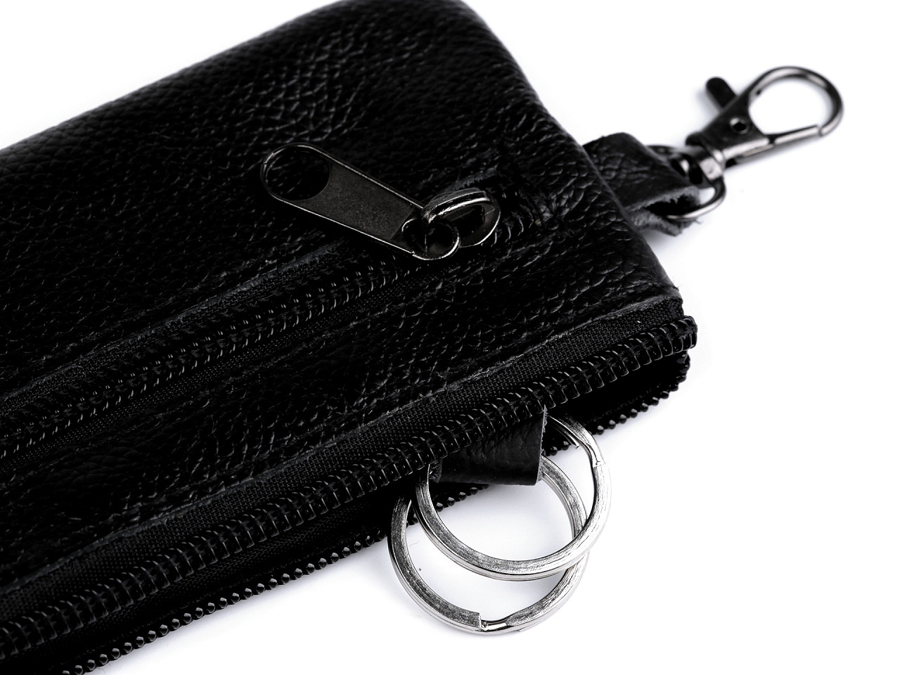 Portofel / portchei, piele naturală, 7x13 cm - Negru (1 Bucată)