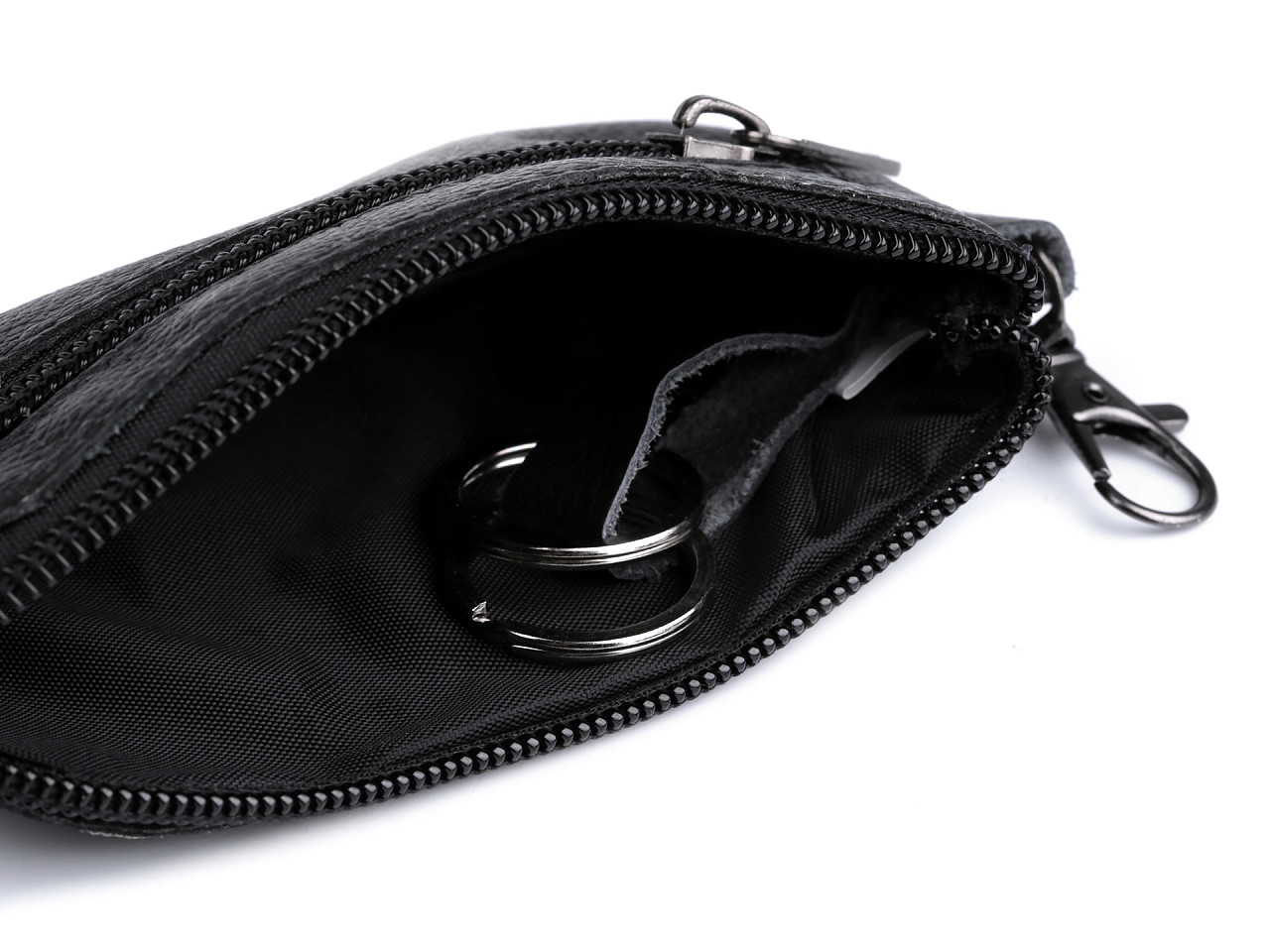 Portofel / portchei, piele naturală, 7x13 cm - Negru (1 Bucată)