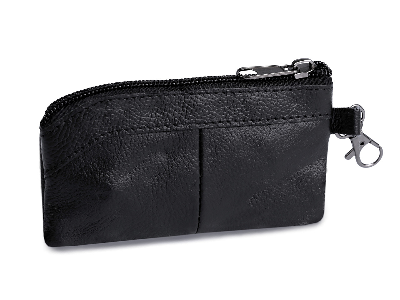 Portofel / portchei, piele naturală, 7x13 cm - Negru (1 Bucată)