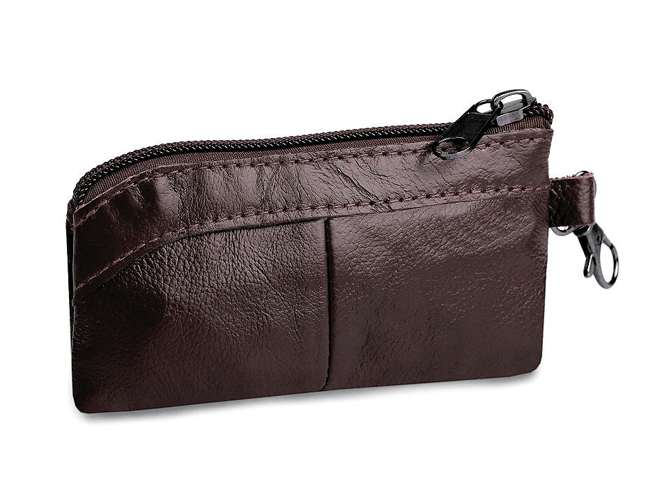 Portofel / portchei, piele naturală, 7x13 cm - Negru (1 Bucată)