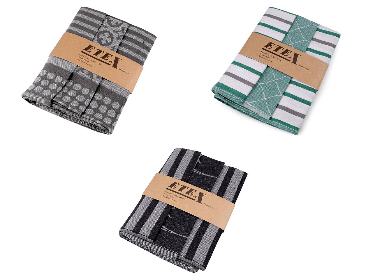 Prosop de bucătărie, 50x70 cm - Negru (3 Bucăți)